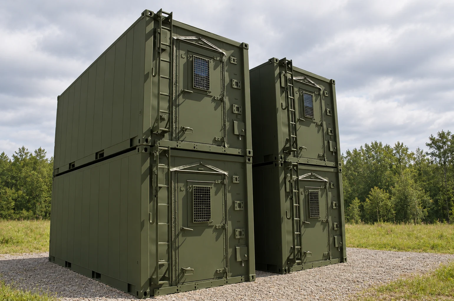Completed DEW shelter exteriors