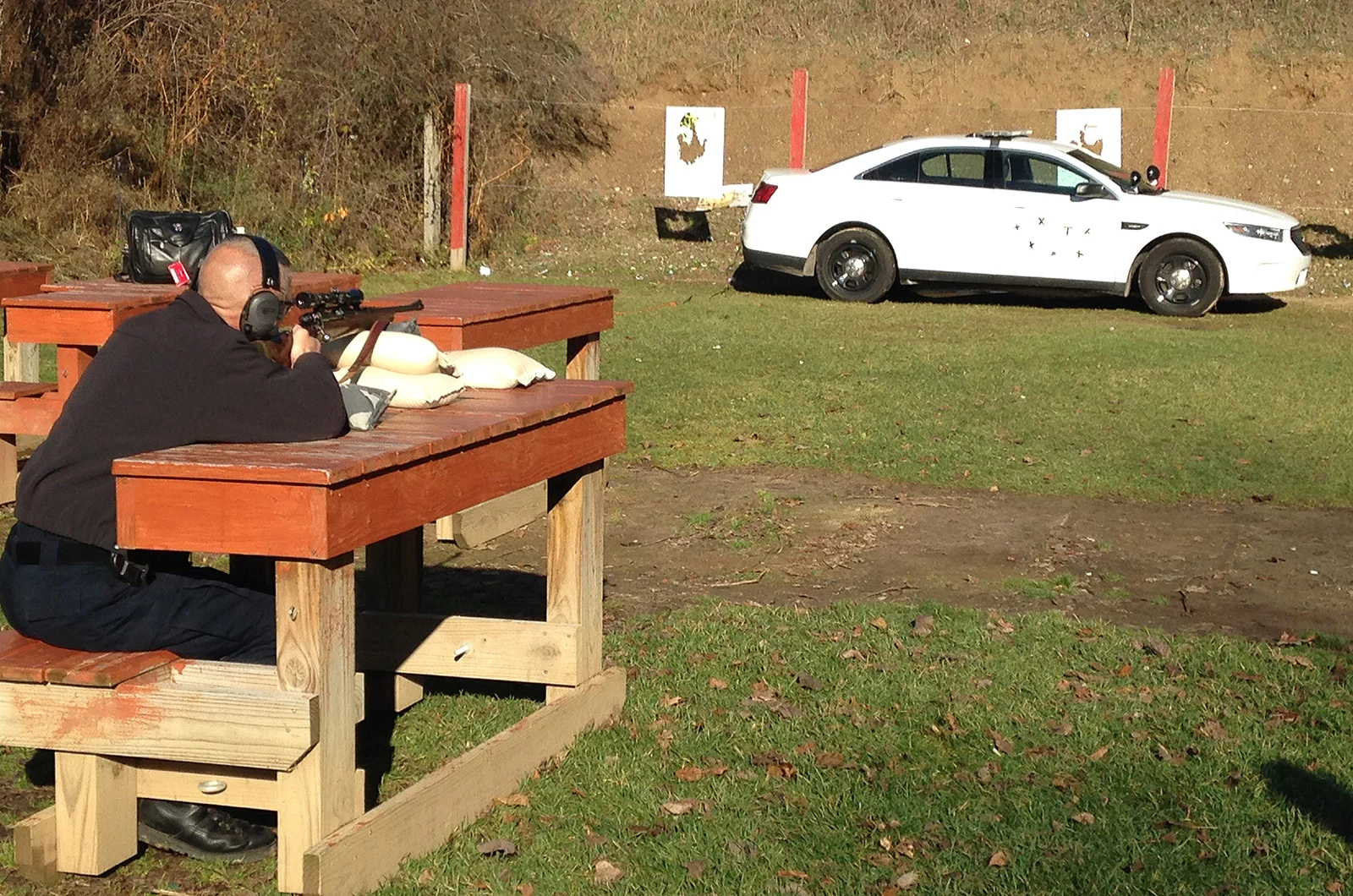 Ballistic demonstration with a police sedan