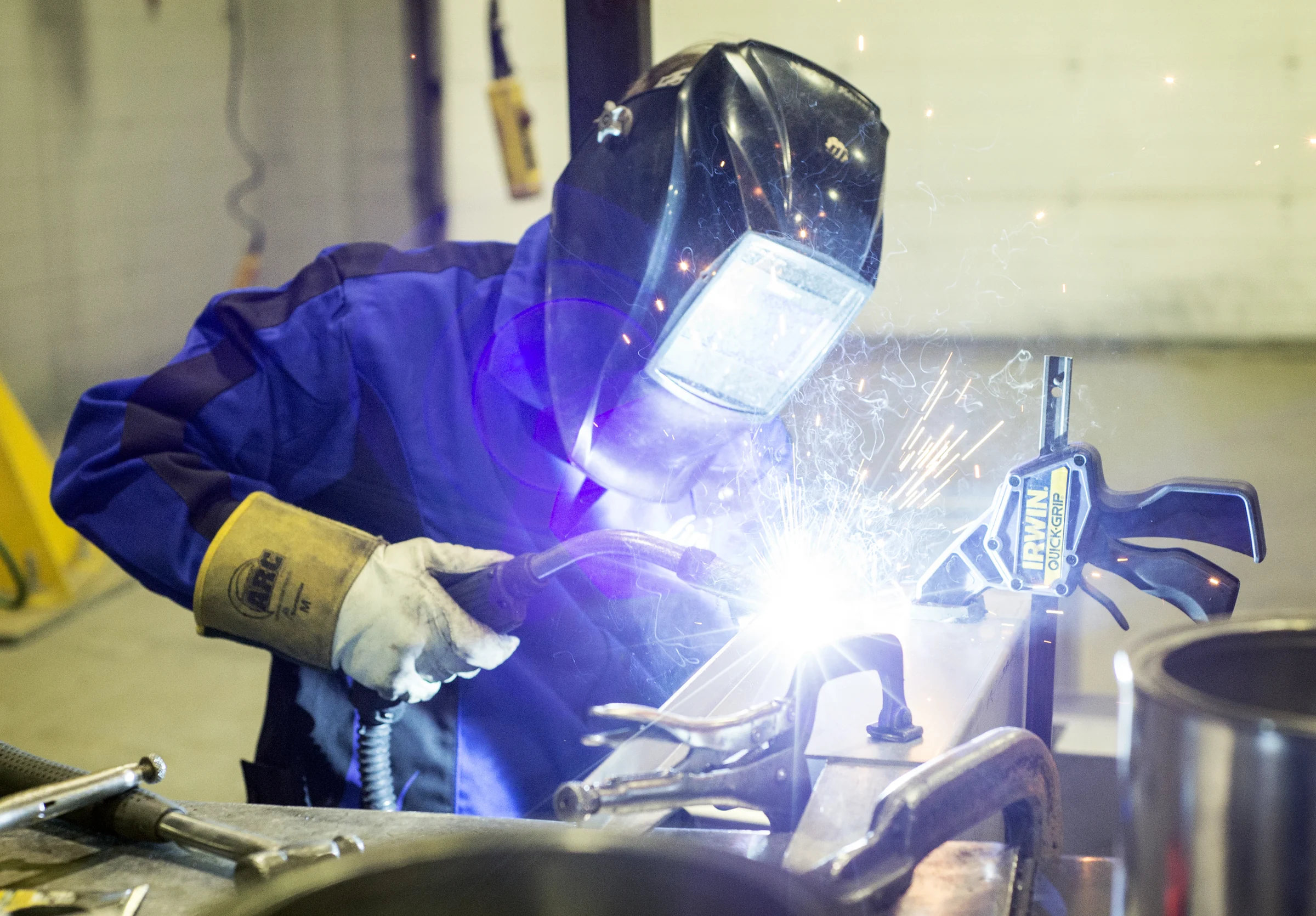 DEW welder fabricating a metal assembly